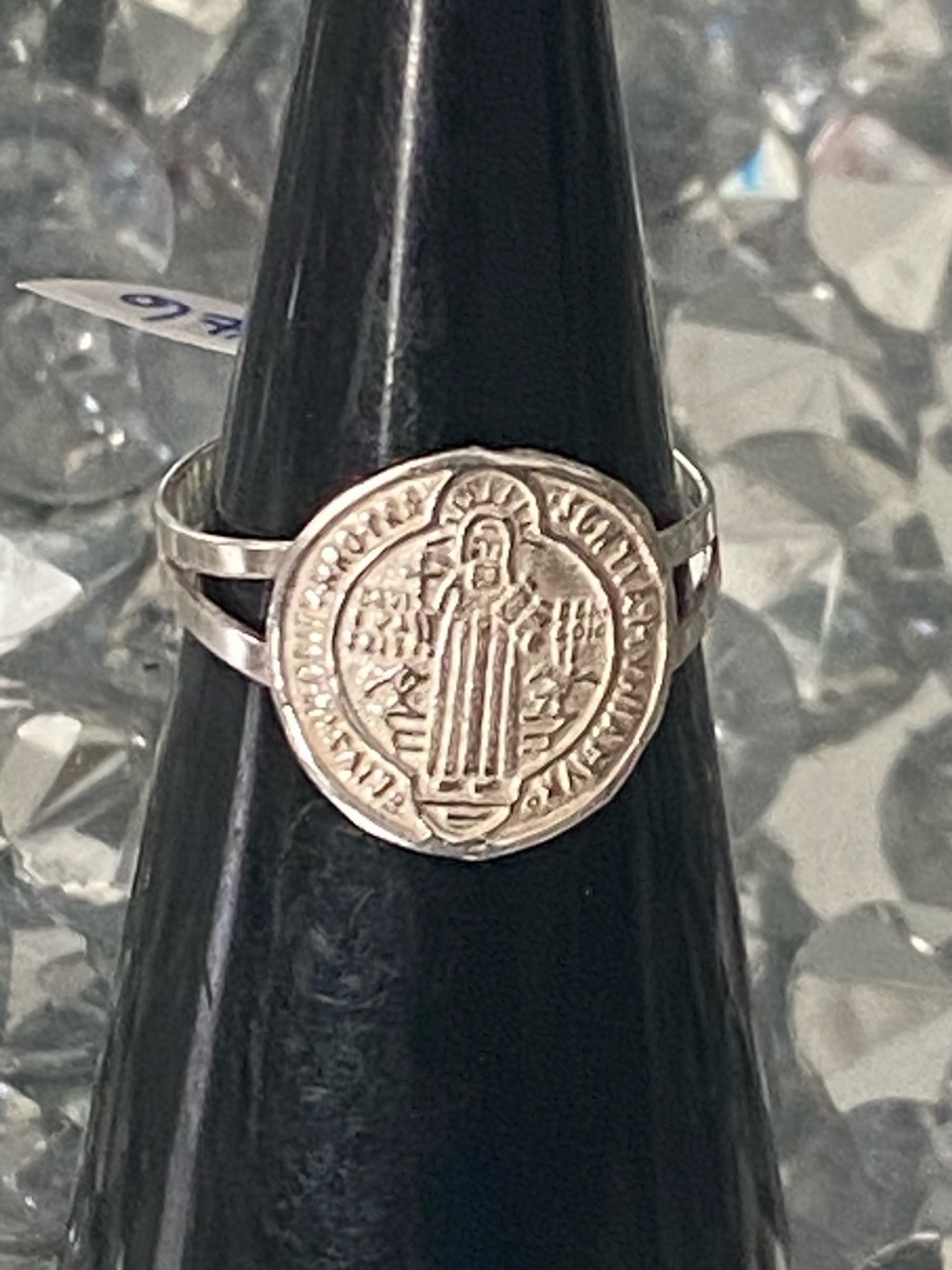 saint benedict Medallion Split-Shank Ring - Silver 925 size 6